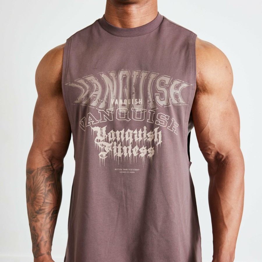 MENS Vanquish Fitness | Vanquish Tsp Dark Brown Metal Sleeveless T